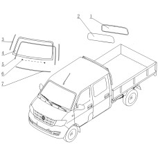 Front windscreen and rear side windscreen and seal strip
