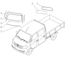 Front windscreen and rear side windscreen and seal strip