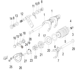 E08 GEAR SHIFT MECHANISM ASSEMBLY (变速换档机构分总成)