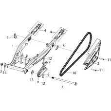 F10后平叉总成、链盒REAR SWING ARM ASSY AND CHAIN CASE