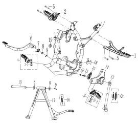 F14 前后脚蹬&全车支架组件 FOOT PEDAL&ALL BRACKETS