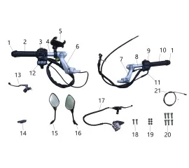 Handlebar, mirrors,control