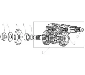 E-8 MAINSHAFT&COUNTERSHAFT KIT